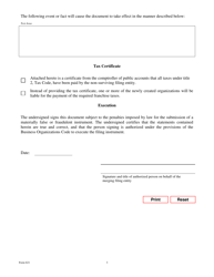 Form 621 Certificate of Merger Domestic Entity Divisional Merger Business Organizations Code - Texas, Page 7