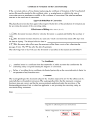 Form 633 Certificate of Conversion of a Corporation Converting to a Limited Partnership - Texas, Page 5