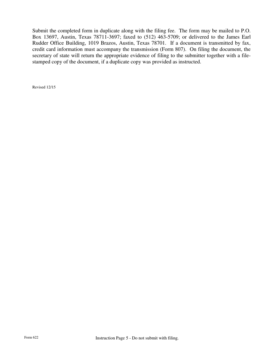 Form 622 Certificate of Merger Combination Merger Business Organizations Code - Texas, Page 5