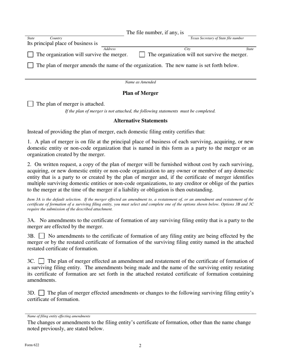 Form 622 Certificate of Merger Combination Merger Business Organizations Code - Texas, Page 7