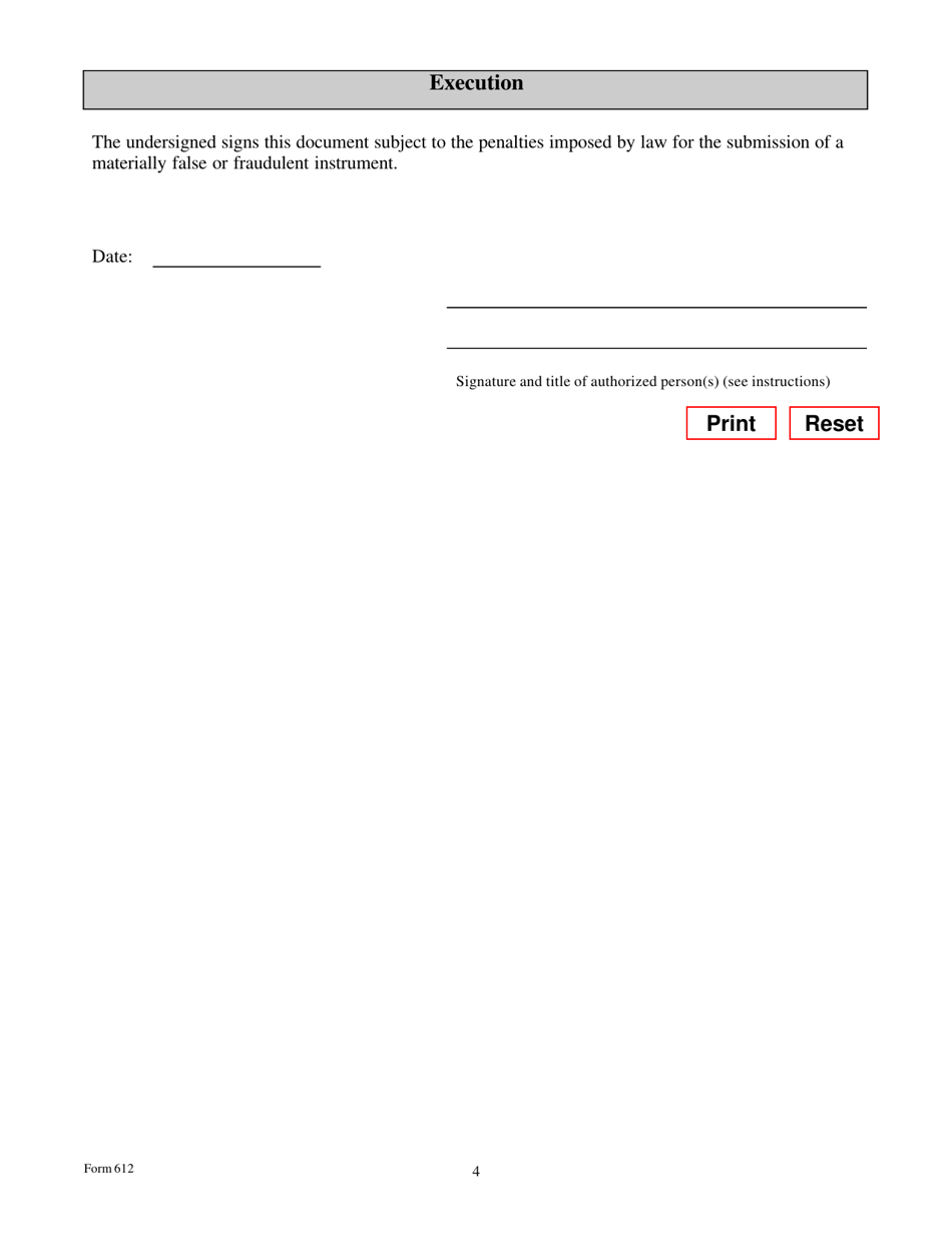 Form 612 Termination of Registration - Texas, Page 4