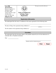 Form 508 Notice of Withdrawal of Registration of an Entity Name - Texas, Page 2