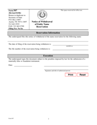 Form 507 Notice of Withdrawal of Reservation of an Entity Name - Texas, Page 2