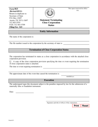 Form 813 Statement Terminating Close Corporation Status - Texas, Page 3