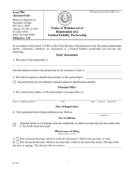 Form 704 Notice of Withdrawal of Registration of a Limited Liability Partnership - Texas, Page 3