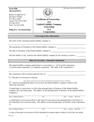 Form 636 Certificate of Conversion of a Limited Liability Company Converting to a Corporation - Texas, Page 4