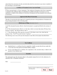 Form 636 Certificate of Conversion of a Limited Liability Company Converting to a Corporation - Texas, Page 5
