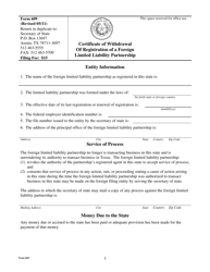 Form 609 Certificate of Withdrawal of Registration of a Foreign Limited Liability Partnership - Texas, Page 3