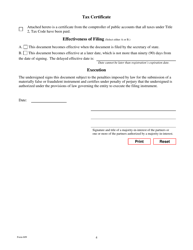 Form 609 Certificate of Withdrawal of Registration of a Foreign Limited Liability Partnership - Texas, Page 4