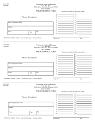 Document preview: Form 701 Police Batch Form - Vermont