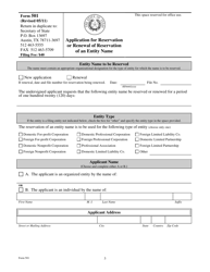 Form 501 Application for Reservation or Renewal of Reservation of an Entity Name - Texas, Page 3