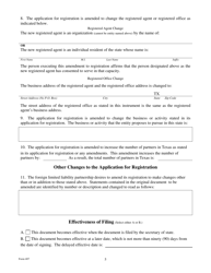 Form 407 Amendment to Registration - Foreign Limited Liability Partnership - Texas, Page 5