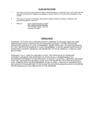 Notice of Transfer of State-Issued Certificate of Franchise Authority - South Carolina, Page 3
