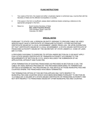 Statement of Termination of Existing Franchise Previously Issued by Municipality or County - South Carolina, Page 2