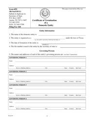 Form 651 Certificate of Termination of a Domestic Entity - Texas, Page 4