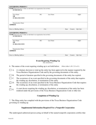 Form 652 Certificate of Termination of a Domestic Nonprofit Corporation or Cooperative Association - Texas, Page 5