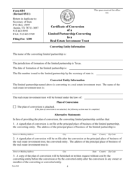 Form 644 Certificate of Conversion of a Limited Partnership Converting to a Real Estate Investment Trust - Texas, Page 4