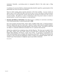 Form 641 Certificate of Conversion of a Limited Partnership Converting to a General Partnership - Texas, Page 3