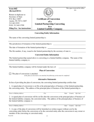 Form 642 Certificate of Conversion of a Limited Partnership Converting to a Limited Liability Company - Texas, Page 4