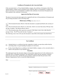 Form 642 Certificate of Conversion of a Limited Partnership Converting to a Limited Liability Company - Texas, Page 5