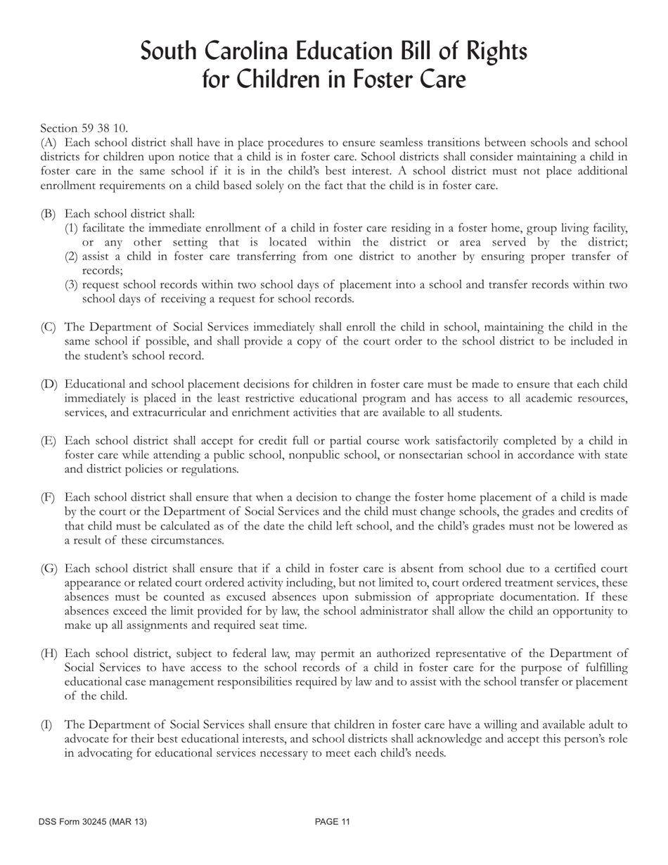 DSS Form 30245 Education and Health Passport - South Carolina, Page 11