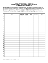 DSS Form 16179 The Emergency Food Assistance Program Commodity Issuance Log - South Carolina, Page 2