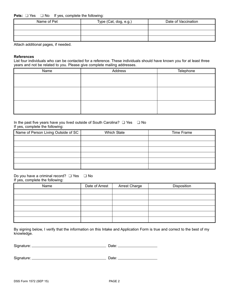 DSS Form 1572 - Fill Out, Sign Online and Download Printable PDF, South ...