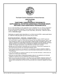 DSS Form 3800 Application for the Fi Program, Snap Program and Refugee Assistance (Ra) Program - South Carolina