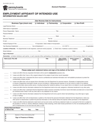 Form DL-9105 Employment Affidavit of Intended Use - Pennsylvania