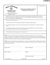 Document preview: Form SS-4412 Articles of Termination of Corporate Existence - Tennessee