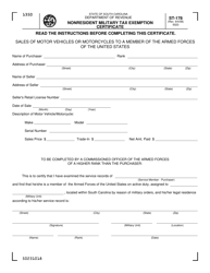 Form ST-178 Nonresident Military Tax Exemption Certificate - South Carolina