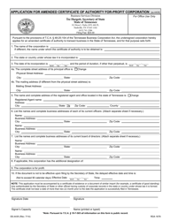 Document preview: Form SS-4435 Application for Amended Certificate of Authority for-Profit Corporation - Tennessee