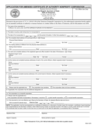 Document preview: Form SS-4434 Application for Amended Certificate of Authority Nonprofit Corporation - Tennessee