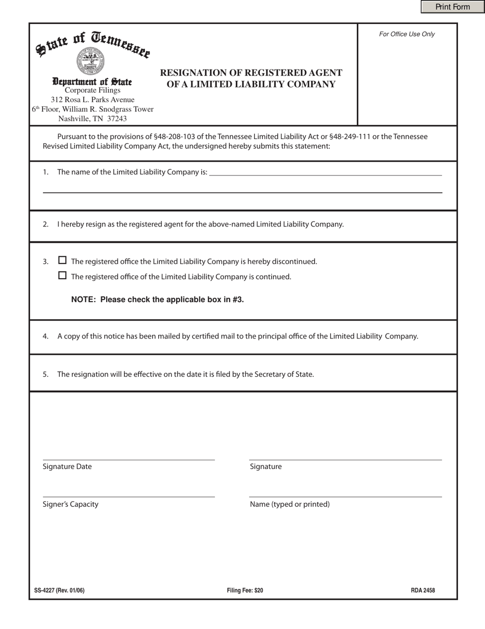 Form SS-4227 - Fill Out, Sign Online and Download Fillable PDF ...