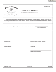 Document preview: Form SS-4232 Certificate of Formation - Tennessee