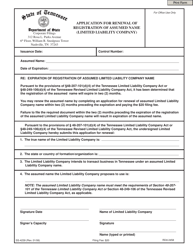 Document preview: Form SS-4239 Application for Renewal of Registration of Assumed Name (Limited Liability Company) - Tennessee