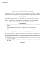 Form 69-108 Texas Distributor Receiving Record of Cigarettes - Texas, Page 2