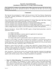 Document preview: Form 412 Amendment to Registration of a Foreign Limited Partnership - Texas