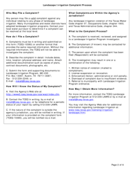 Form 10380 Landscape Irrigation General Complaint Form - Texas, Page 2