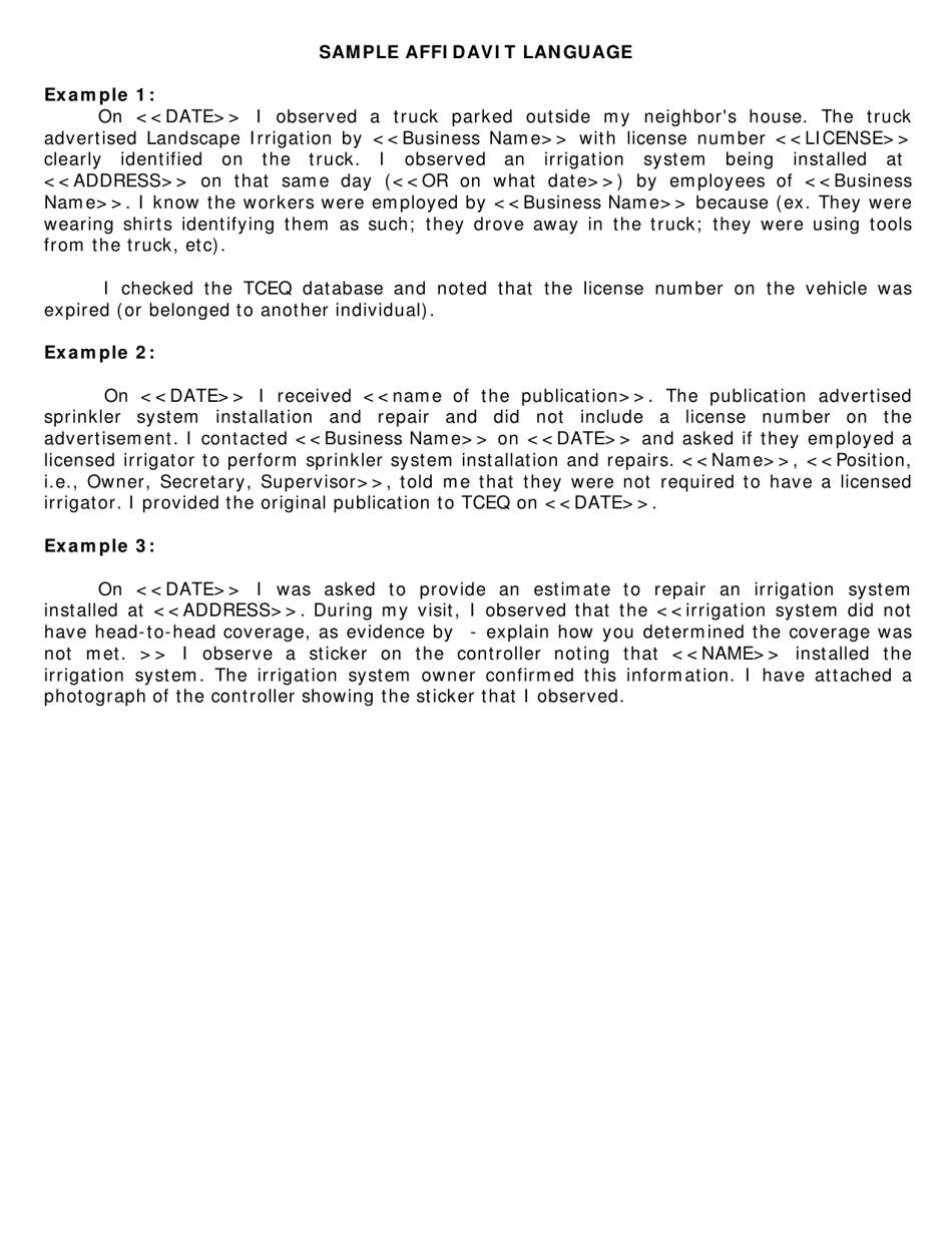 Form 10380 Landscape Irrigation General Complaint Form - Texas, Page 6