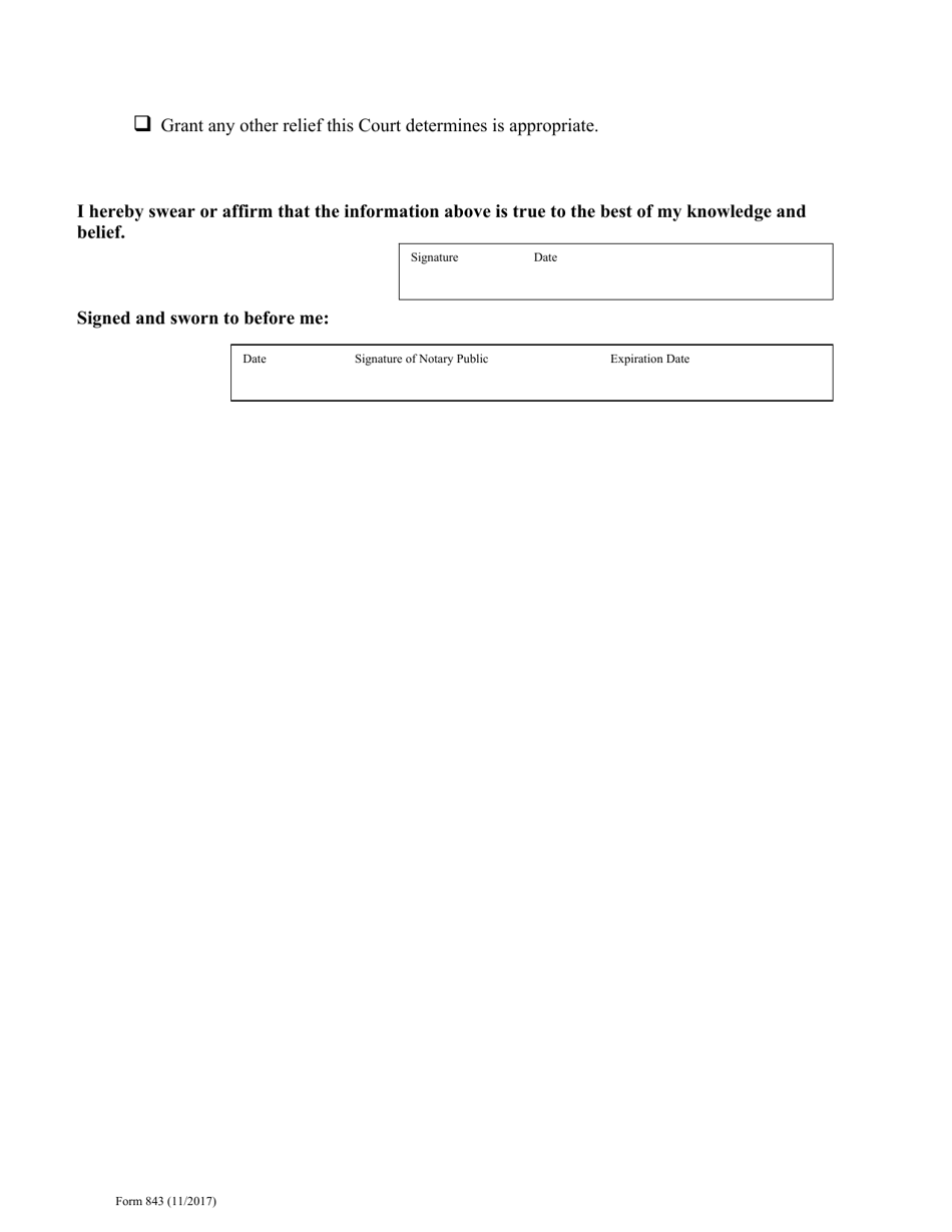 Form 843 Motion to Modify Parental Rights and Responsibilities and / or Parent Child Contact - Vermont, Page 4