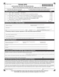 Form DR-1 Application for Copy of Driver Record - Texas