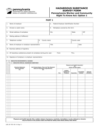 Form LIBC-281 Hazardous Substance Survey Form - Pennsylvania
