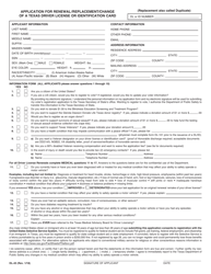 Form DL-43 &quot;Application for Renewal/Replacement/Change of a Texas Driver License or Identification Card&quot; - Texas (English/Spanish)