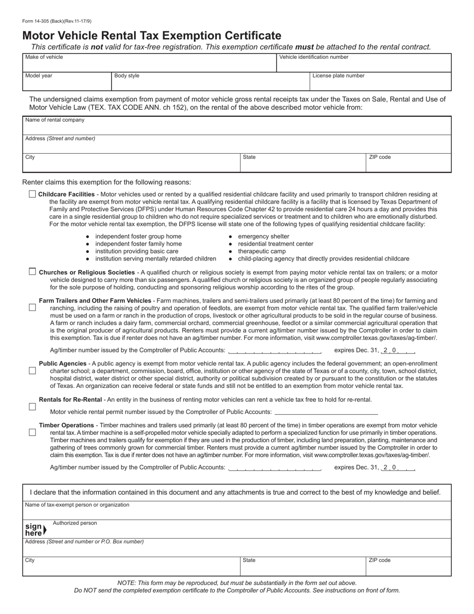 Form 14-305 - Fill Out, Sign Online and Download Fillable PDF, Texas ...