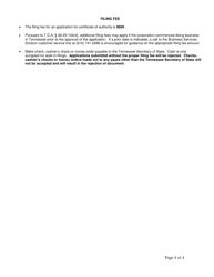Form SS-4431 Application for Certificate of Authority for-Profit Corporation - Tennessee, Page 4