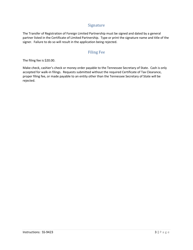 Form SS-9423 Transfer of Registration of Foreign Limited Partnership - Tennessee, Page 3