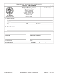 Form SS-9423 Transfer of Registration of Foreign Limited Partnership - Tennessee, Page 5