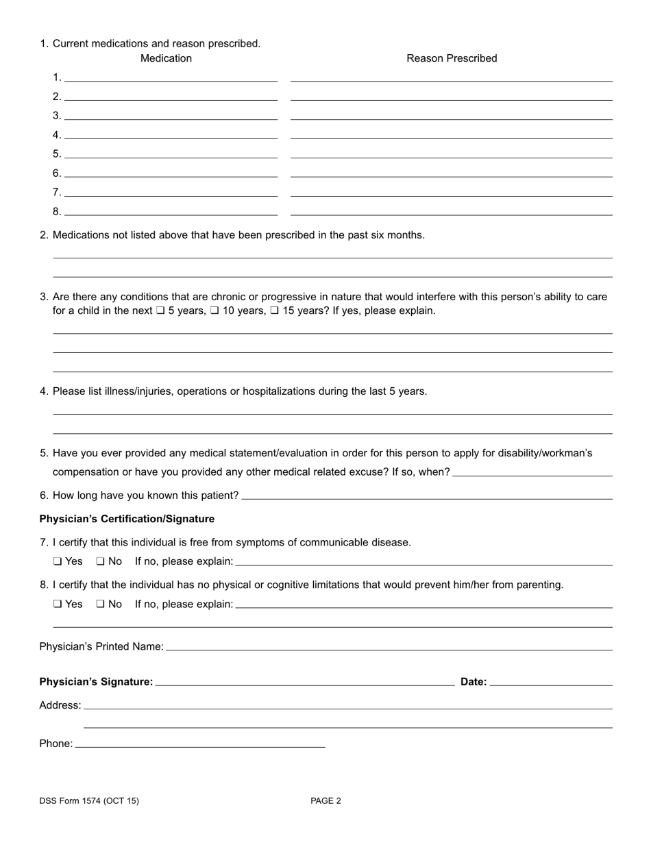 DSS Form 1574 - Fill Out, Sign Online and Download Printable PDF, South ...