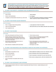Supplemental Nutrition Assistance Program Verification Checklist - Rhode Island